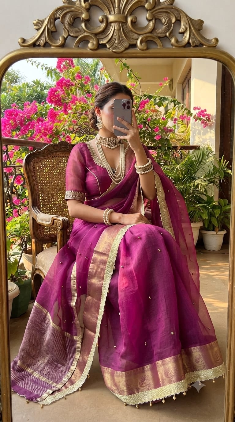 Ktd 3030 Fandy Chiffon With Ghughri Hand Work Saree